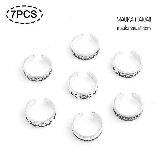7 Pcs Toe Ring Set Adjustable Toe Rings Mid Rings New & Sealed! - Picture 8 of 12